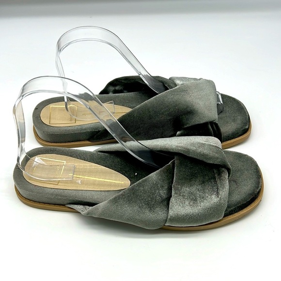 Dolce Vita - Grey Knotted Velvet Slip On Soft Flat Lightweight Sandals Size 9 - Picture 1 of 15